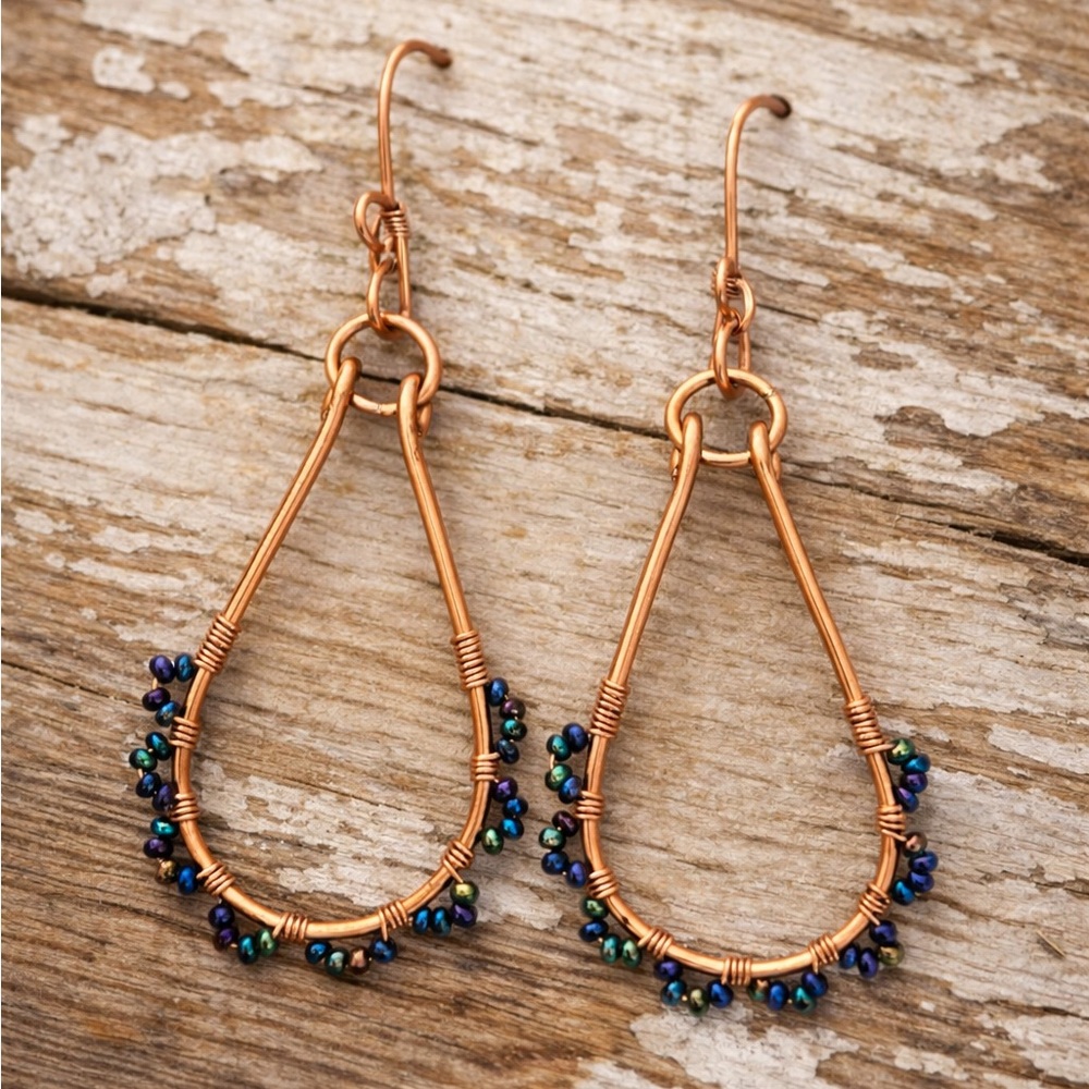 Copper and Beaded Earrings